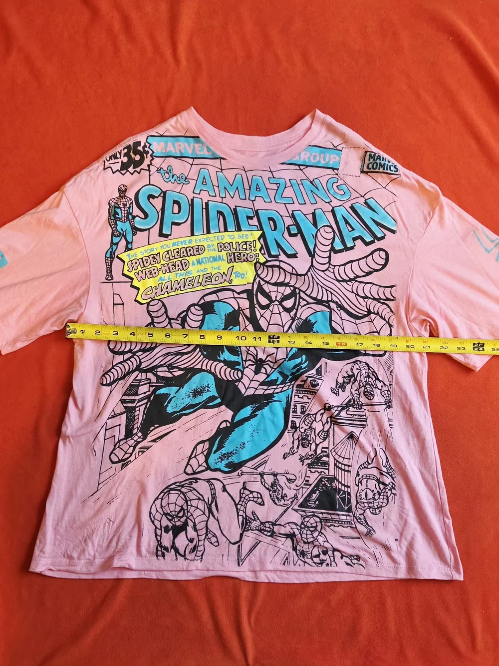 MARVEL Spider-Man Comic Panels Graphic T-Shirt Unisex XL  Pink
